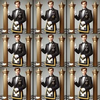 Representación artística de una ceremonia masónica